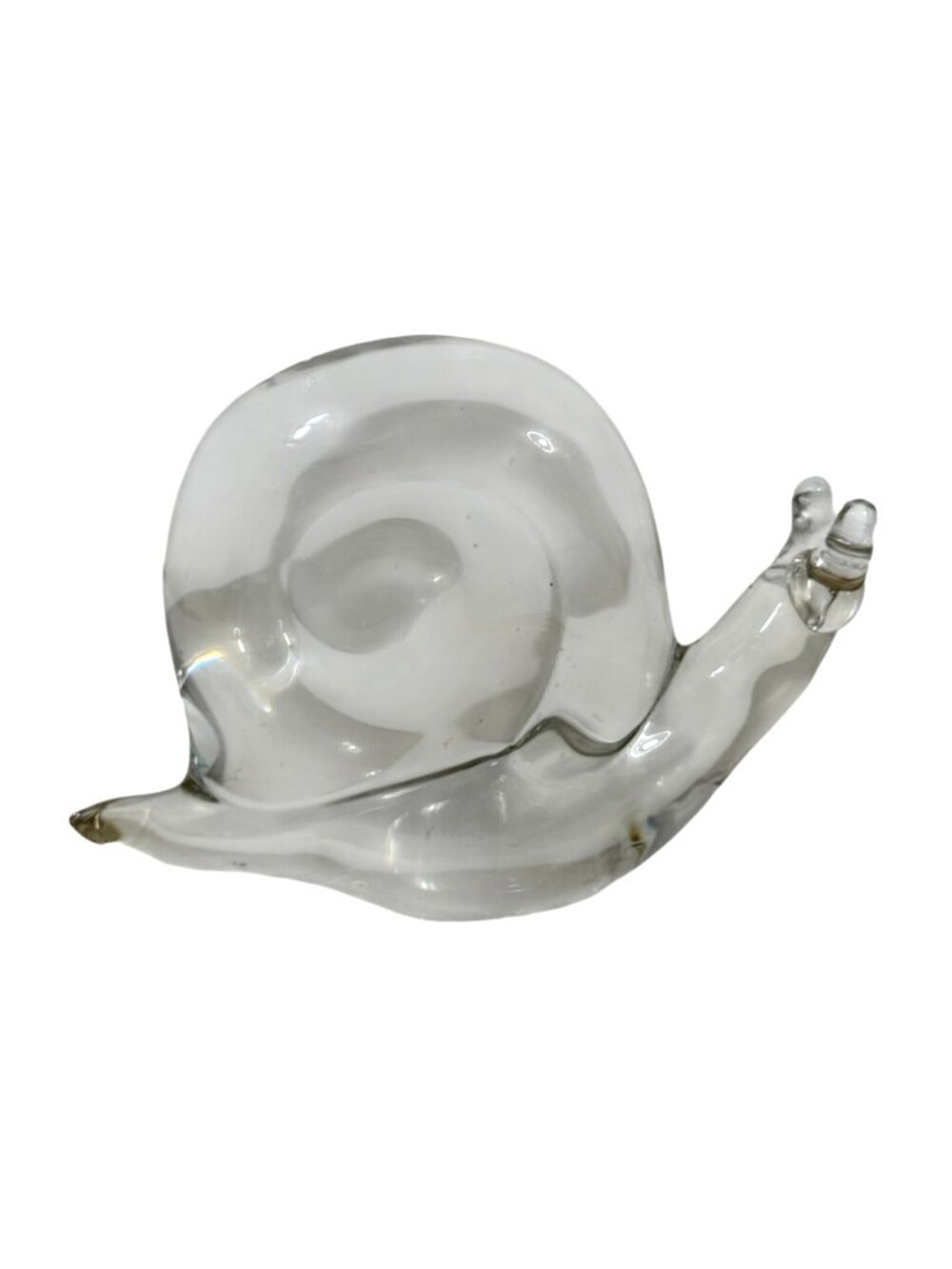 Handcrafted Clear Glass Snail Figurine Paperweight Art Sculpture Vintage